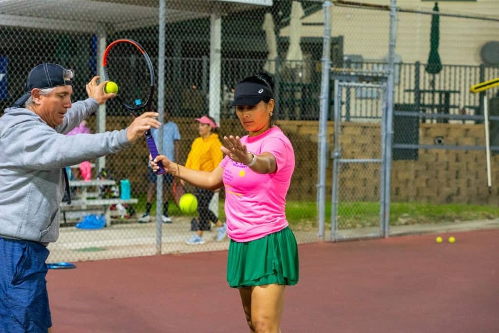 Adult Tennis Lessons BG Adult Tennis Lessons - Alfredo Rivera Teaching a Forehand